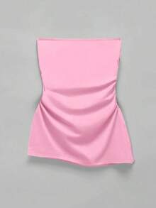 Top Sin Tirantes Con Pliegue Dividido - Rosa Fucsia - Ver 2