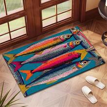 1 pieza Estera absorbente/secado con estampado de pescado salado para cafetera, vajilla - Estera protectora absorbente de poliéster para escritorio con almohadilla antideslizante de goma, para decoración de la cocina, bar en casa y mesa de comedor - Multicolor - Ver 5