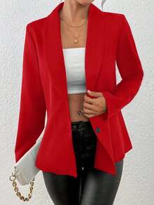 Chaqueta de blazer ajustada de manga larga y sexy para mujer, conjunto verde, chaqueta de traje para mujer, blazer verde para mujer, blusas sociales, ropa de oficina para mujer, ropa de negocios profesional, abrigo de invierno para mujer verde - Rojo 2 - Ver 3