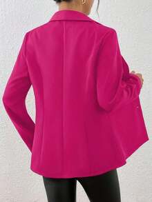 Chaqueta de blazer ajustada de manga larga y sexy para mujer, conjunto verde, chaqueta de traje para mujer, blazer verde para mujer, blusas sociales, ropa de oficina para mujer, ropa de negocios profesional, abrigo de invierno para mujer verde - Rosa Fucsia - Ver 2
