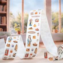 1 Roll Die-Cut Washi Tape, Travel Theme Hand-Drawn Illustrations Decorative Stickers, Suitable For Journaling, Notebooks, Scrapbooking, Albums, Photo DIY, Watercolor Style People/Camping/Beach Patterns, Essential For Students Back To School Season - 1 Roll - View 9
