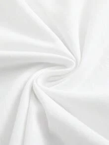 Camiseta de talla grande para mujer, para primavera, verano y otoño, de cuello redondo y manga corta, de color sólido, estilo casual básico, transpirable, agradable al tacto y no se deforma fácilmente. - Blanco - Ver 4