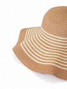 Trivaya 1 Straw Hat + 1 Bag, Vacation Casual Set - Khaki and Beige - View 9