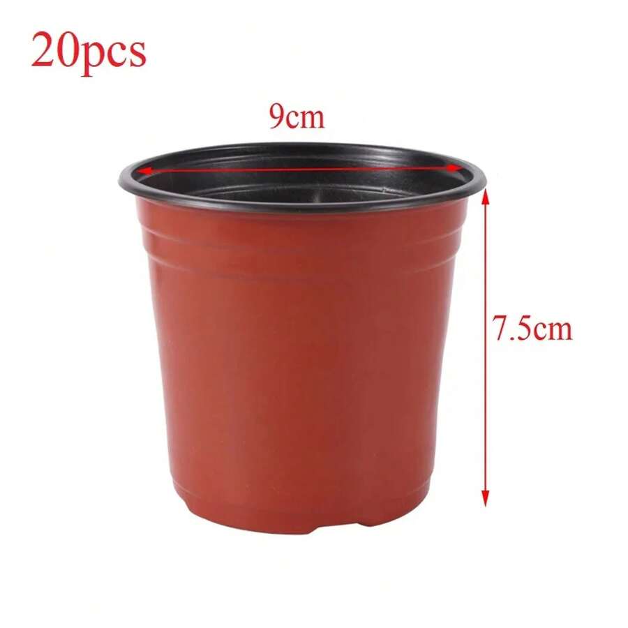 Maceta de Plástico, Caja de Cultivo Resistente a Caídas, Bandeja para Plantas de Jardín, Vaso de Vivero, Macetas para Trasplante de Plantas E2 - 9 cm - 20 unidades - Ver 1