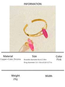 1 Set Vintage Ring & Bracelet Jewelry Set, Suitable For Women's Daily Wear And Parties (Agate Color Random) - Set - View 13