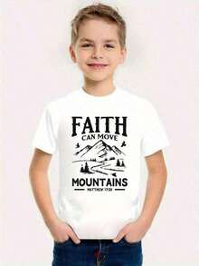 Camiseta de moda para niños - Camiseta casual de cuello redondo, Maija Kids Girl, Estética Clean Girl, Baby Phat Women, Conjuntos a juego madre-hija, Faith Can Move Mountains - Camiseta de algodón para niños - Camiseta casual negra de verano con estampado inspirador de montañas. Diseño de Faro, Suave y Amplio Tela transpirable, cuello redondo, perfecto para jóvenes, camiseta con estampado inspirador, lavable a máquina, ligeramente elástica, camiseta de punto con cuello redondo, adecuada para uso diario, ropa casual para todas las estaciones para niñas y adolescentes, atuendo de Pascua, atuendo de San Valentín, atuendo del Día de San Patricio, atuendo para el Mes de la Historia Negra, el regalo perfecto para niños, recuerdos de fiesta para niños. - Blanco - Ver 1