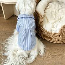 Striped Dog Shirt, Breathable Casual Short Sleeve Pet Clothes With Bow Tie, Suitable For Spring And Autumn - Multicolor - View 5