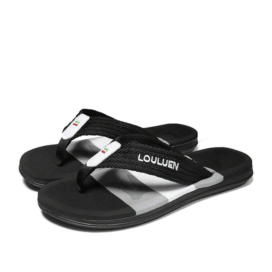 Sandalias de Hombre, Chanclas Abiertas, Casuales, Transpirables, Cómodas, de Tacón Plano, para Primavera, Verano y Otoño - Negro - Ver 1