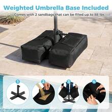 10 FT Outdoor Patio Umbrella With 32 Solar LED Lights & Weighted Base, Sandbags - 青碧色 - 查看 5