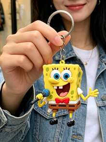 SpongeBob SquarePants 方形褲鑰匙圈，可愛卡通角色鑰匙環，耐用鑰匙收納吊飾，適用於鑰匙、包包和背包，可用作粉絲周邊、派對禮物及日常使用 - Sponge Bob SquarePants 3 - 查看 7