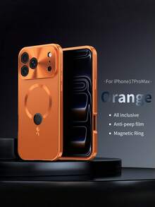[High Protection Magnetic Anti-Peep Phone Case] Integrated Privacy Screen | Anti-Drop Protective Case | Compatible With IPhone 17 Pro Max/17/16/15/14/13/12 Series And More | Professional Security Design, Perfect For Holiday Gifts, Boyfriend Gifts And Birthday Gifts, Anti-Peep Design Glass Phone Case - Orange - View 2