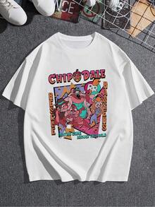 Colorful Graphic With Adventurous Cartoon Characters Symbolizing Teamwork, Courage, Friendship, And The Fight For Justice Worldwide. Comfortable Casual Women's T-Shirt Ideal For Everyday Wear. - 白色 - 查看 3