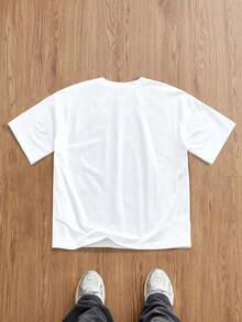 Camiseta de manga corta blanca de ajuste regular con estampado digital de teñido anudado de plantas y flores, adecuada para citas de verano, reuniones, camiseta gráfica a juego con flores rosas para hombres - Blanco 4 - Ver 8