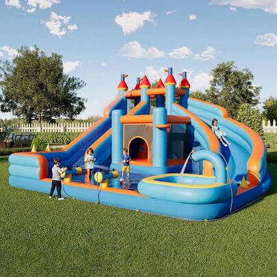 Inflatable Bounce House, Jumping Castle With Slide, Indoor Outdoor Bouncy Castle, Durable Oxford Fabric
