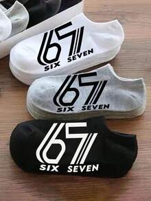 6/9 pares de calcetines cortos para mujer con patrón divertido de número "67", diseño de número, divertidos & locos, calcetines cortos retro hip-hop, adecuados para usar en primavera/verano, - Multicolor - Ver 5