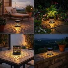 Solar Fence Lights, Metal Solar Outdoor Wall Deck Step Lights Mandala Theme Waterproof Fence Lights, Solar Wall Lights, Suitable For Garden, Lawn, Patio, Stairs, Yard Garden Decoration, Front Door Decoration, Christmas Party Decoration - Black Solar Lamp - View 11