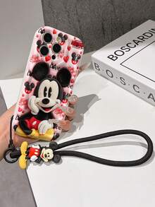 This Disney Mickey Mouse Lanyard Phone Case Is Fully Covered In TPU Material. It's Shockproof, Lightweight, And Compatible With IPhone17/16/11/13/15/15 Plus/15 Pro/15 Pro Max/12/14 Pro Max/11 Pro Max/12 Pro/12 Pro Max/13. This Phone Case Makes A Popular Birthday Gift Or Business Gift; It's Durable, Stain- And Fingerprint Resistant, And Suitable For Both Men And Women. The Set Also Includes A Mickey Mouse Phone Case And A Mickey Mouse Plush Bracelet. It's A Perfect Gift For Friends And Family. This Stylish Phone Case Is Fun, Lightweight, And Durable. IPhone17 Pro Max Phone Case, Minnie Mouse Phone Case. - 白色 - 查看 4