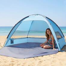 Beach Tent Sun Shelter For 4 Person, UPF 50+ Protection, Portable Sun Shade Canopy With Carrying Bag & Sand Pockets, Lightweight And Easy Setup Beach Umbrella For Camping Fishing Outdoor Picnic - Beach Tent Sun Shelter for 4 Person(106.3 X 66.5 X 59 In) - View 1