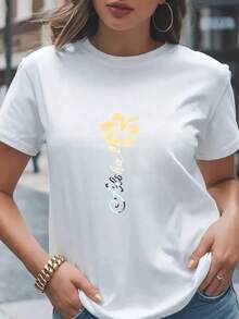 Camiseta Blanca para Mujer, Estampado Floral Aloha, Ropa Casual de Verano para Playa, Top de Moda Urbana - Blanco - Ver 1