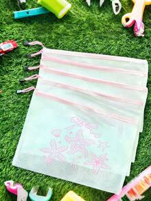 A4 Size Fashionable Waterproof PVC Beach Bag With Shell Pattern, Transparent Cosmetic Bag, Toiletry Bag, Nylon Zipper - Suitable For Swimming, Diving, Summer Vacation, Lightweight, Beach Essential, Travel/Back To School Essential, Vacation Companion - Multicolor - View 8
