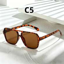 3/1pc Leopard Print Frame Eyeglasses, Fashionable Square Double Bridge Eyeglasses, Unisex Eyeglasses Suitable For Driving And Street Outfits - View 11