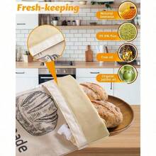 2 Pack Beeswax Bread Bags For Sourdough,Reusable Organic Linen Beeswax Bread Bag For Homemade Sourdough 17 X 12.6 Inches Food Storage Cloth Bag – Freezer-Friendly & Freshness Preservation - Beeswax (1 Pack) - View 2