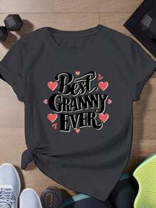 Camiseta de manga corta para mujer con el estampado 'La Mejor Abuela' 100% Algodón - Negro - Ver 1
