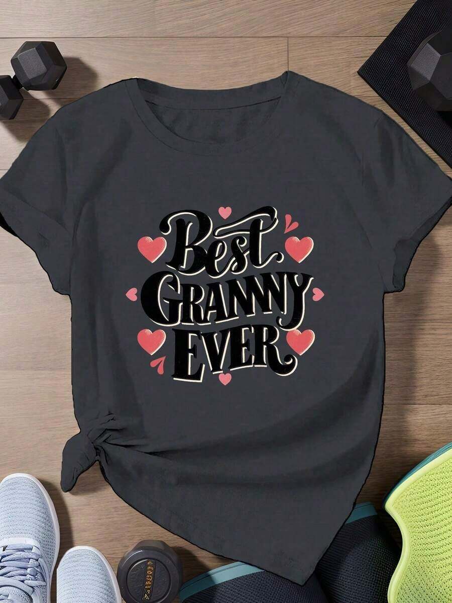 Camiseta de manga corta para mujer con el estampado 'La Mejor Abuela' 100% Algodón - Negro - Ver 1