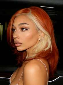 Ginger Orange Highlight Blonde Short Body Wave Lace Front Wigs Human Hair 13x4 HD Transparent Bob Lace Frontal Wigs For Women With Baby Hair For Daily Use 200 Density Water Wave Glueless Wigs Human Hair Looks More Natural And Full - 強調 - 查看 3