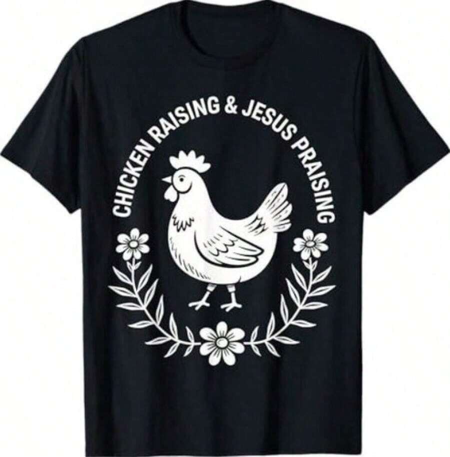 Camiseta de cría de pollos y alabanza de Jesús - Negro - Ver 1