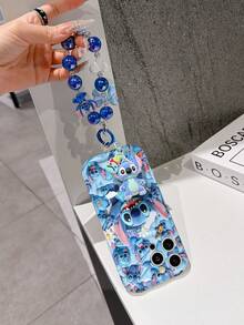 Disney Has Authorized, Phone Case - Chain Set, The Stitch Lilo & Stitch 3D Phone Case Plus A Silicone 3D Stitch Bracelet With Metallic Ring Removable Bracelet, Stitch And Angel Pattern, Compatible With Iphone17/16/15/14/13/12/11/XS/XR/X Plus Pro Max, A Stylish Cartoon Phone Case, The Perfect Gift Choice, Phone Protection, Durable Phone Cover, Great Gift For Friends And Family. - 白色 - 查看 4