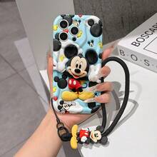 This Disney Mickey Mouse Lanyard Phone Case Is Fully Covered In TPU Material. It's Shockproof, Lightweight, And Compatible With IPhone17/16/11/13/15/15 Plus/15 Pro/15 Pro Max/12/14 Pro Max/11 Pro Max/12 Pro/12 Pro Max/13. This Phone Case Makes A Popular Birthday Gift Or Business Gift; It's Durable, Stain- And Fingerprint Resistant, And Suitable For Both Men And Women. The Set Also Includes A Mickey Mouse Phone Case And A Mickey Mouse Plush Bracelet. It's A Perfect Gift For Friends And Family. This Stylish Phone Case Is Fun, Lightweight, And Durable. IPhone17 Pro Max Phone Case, Minnie Mouse Phone Case. - White - View 6
