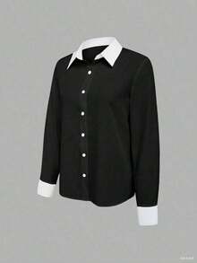 Camisa de mujer casual de manga larga a rayas con un solo abotonado - Multicolor 2 - Ver 4