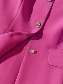 Camisa sin mangas de unicolor y estilo minimalista con botones para mujer - Rosa Fucsia - Ver 4