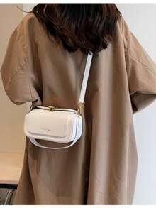 Borsa quadrata piccola di moda per donna, nuova borsa a spalla e a tracolla estiva con design strutturato - Beige - Visualizzare 5