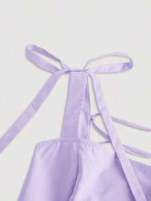 Vestido rosa romántico con espalda descubierta y lazo, adecuado para citas, fiestas, vacaciones, meriendas de té y ocasiones de cumpleaños - Lila Púrpura - Ver 3