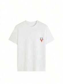 Set de 3 camisetas de manga corta con cuello redondo, de uso diario y casual, con estampado floral, simples y de moda para mujeres en verano - Blanco, rosa y albaricoque 2 - Ver 5