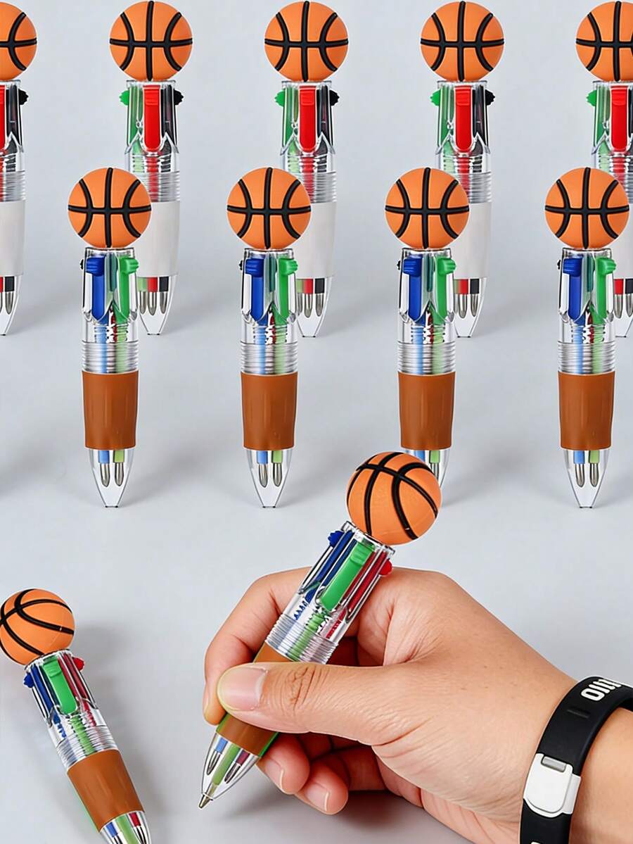 8 pezzi/set Mini penne a a forma di pallone da basket, gadget per feste a tema basket in colori assortiti, penne a grandi e divertenti 4-in-1 ad alta capacità, regali di compleanno, forniture per insegnanti, regali di laurea, bomboniere per matrimoni
