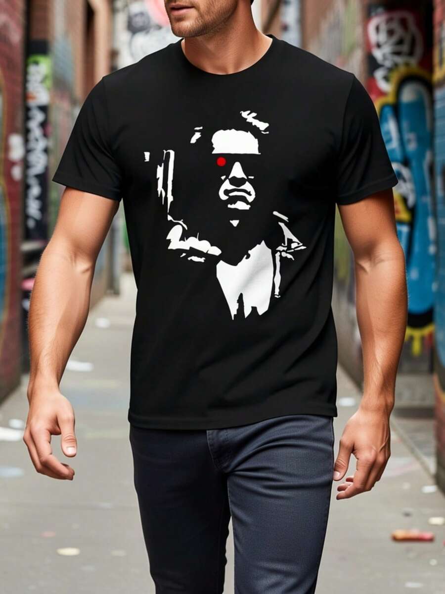 Men T-Shirts - 黑色 - 查看 1