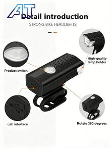 Bicycle Front Light Night Riding USB Rechargeable LED Lighting Mountain Bike Headlight Equipment Front Light Bicycle Equipment Rechargeable Night Riding Mountain Road Bike Warning Light Outdoor Cycling Equipment Rear Tail Light Cycling Accessories - Multicolor - View 6