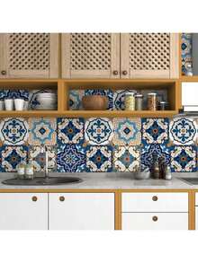 1 Roll Blue Brick Pattern Self-Adhesive Wallpaper, Easy To Apply And Remove, Waterproof Vinyl Wall Sticker For Kitchen, Bathroom, Living Room Decor, 40CM*100/300/500CM - Blue - View 6