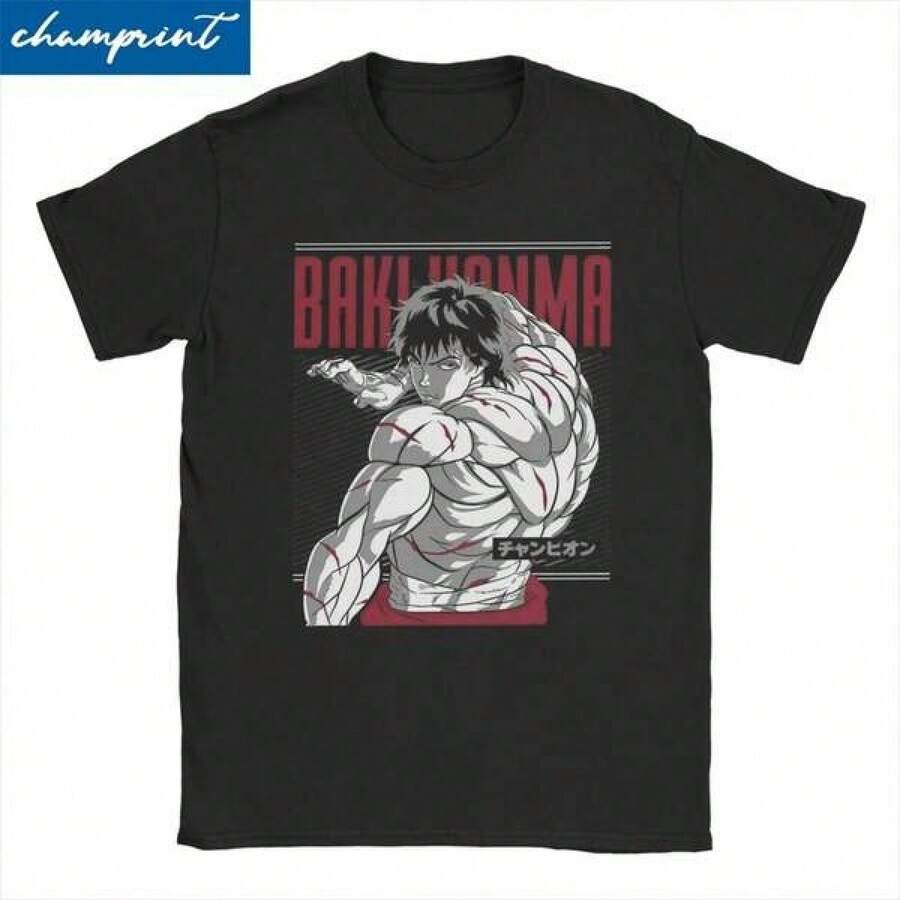 Unisex kortärmad T-shirt, Baki The Grappler Anime V2 T-shirt för män och kvinnor, kampsport, estetisk konst, vintage, 100% bomull, T-shirts, , mjuk bomull, vardagskläder, t-shirt bomull, sommar, y2k-stil, , fars dag, 2000-talsstil, sommartoppar, lättvikt, andningsbart tyg, utomhusaktiviteter, resor & utflykter, festivalstil, mjuk & lättviktig, sommarsemester, vardagskläder - Svart - Visa 1