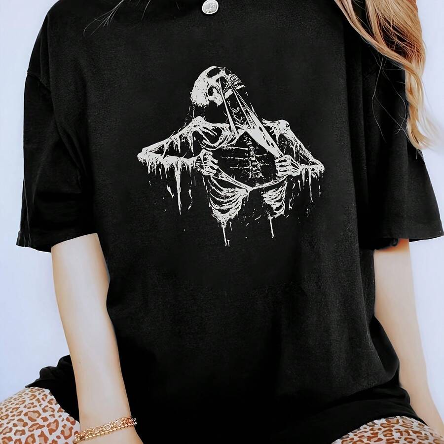 Camiseta Mujer Cuello Redondo Manga Corta Candy Candy Anime Retro Casual - Negro - Ver 1