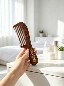 1 chiếc lược gỗ đàn hương tự nhiên mạ vàng, kiểu Trung Quốc, có tay cầm tiện dụng, thích hợp làm quà tặng sinh nhật, Ngày Valentine, Ngày của Mẹ, hoặc sử dụng hàng ngày. - Thiết kế hoa hồng mạ vàng - Xem 13