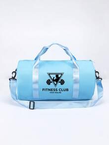 1pc Spacious Fitness Themed Gym Bag, Unisex, Bold Gym Club Pattern, Polyester Adjustable Shoulder Strap, Suitable For Training And Weightlifting - Multicolor - View 6