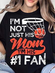 No soy solo su madre, soy su fan número uno. Camiseta de baloncesto para mujer, regalo para fan de baloncesto, madre de jugador, amante del deporte. - Negro - Ver 1
