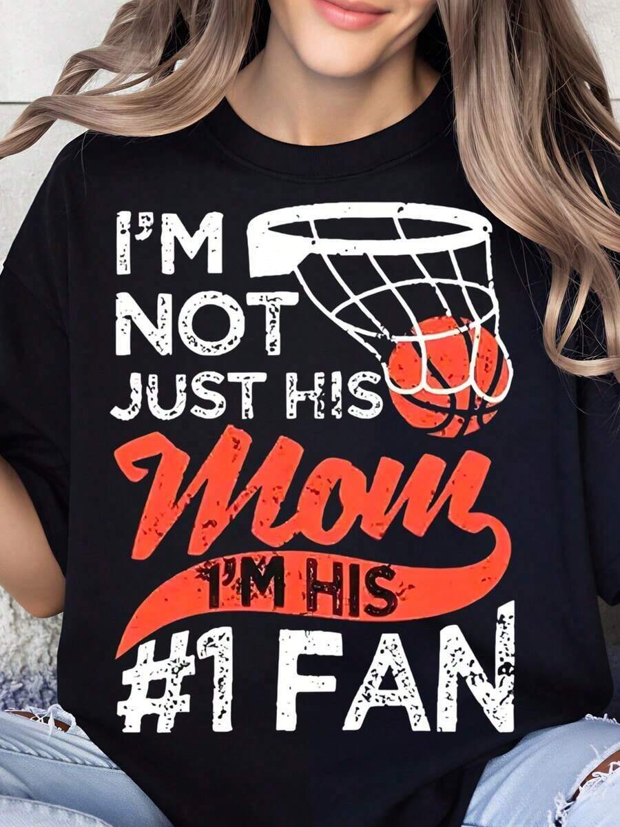 No soy solo su madre, soy su fan número uno. Camiseta de baloncesto para mujer, regalo para fan de baloncesto, madre de jugador, amante del deporte. - Negro - Ver 1