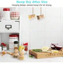 Aisuly Bamboo Dish Brush Set, 2 Pcs Palm Wooden Dish Scrubber Brush, Dish Brushes, Durable Wood Dishes Scrub Brush, Natural Round Vegetable Cleaning Pots Pans Sink Washing Kitchen Brush - 顏色A - 查看 7
