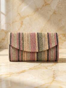 Shiny Woven Envelope Clutch Bag, Elegant Fashion Evening Bag For Beach, Party, Wedding - Multicolor - View 7