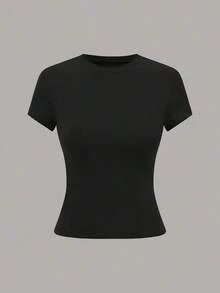 Camiseta de mujer de unicolor y manga corta, sencilla, casual y versátil - Multicolor 8 - Ver 3
